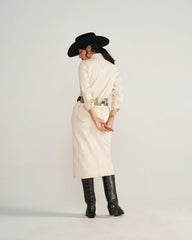 Women's Long Sleeve Natural Denim Midi Dress