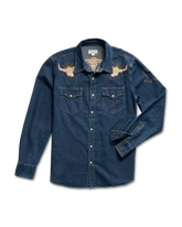 Tecovas x Cathy Hahn Men’s Embroidered Denim Pearl Snap - Size L