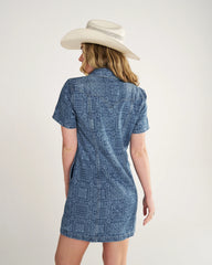 Women's Short Sleeve Mini Pearl Snap Dress