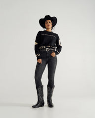 Women's Crew Neck Lucky Boots Sweater